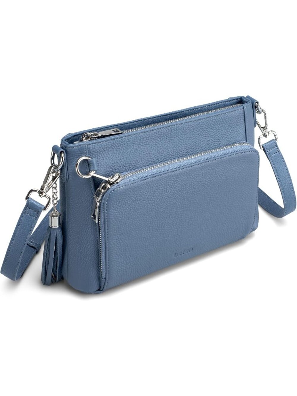 👜Women's Blue Genuine Leather Anti Theft RFID Crossbody Bag Wallet Purse